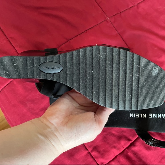 Anne Klein Black Patent Wedge Sandals - Picture 2 of 3